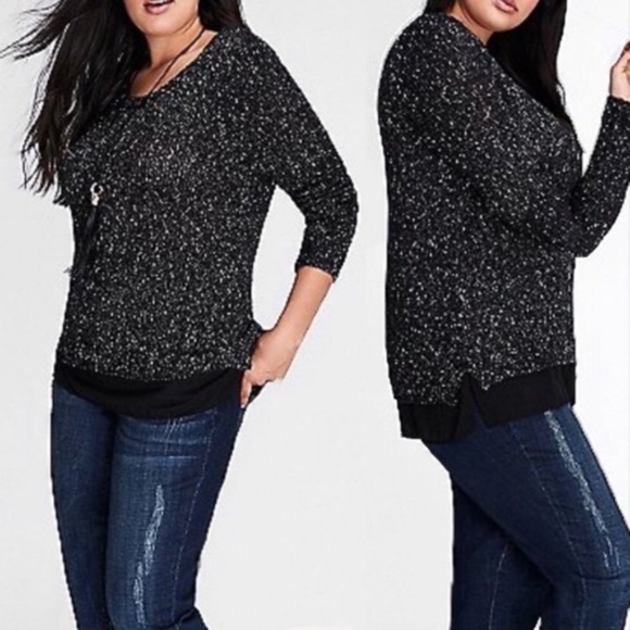 Lane Bryant Sweaters - Lane Bryant Chiffon Hem Sweater Knit